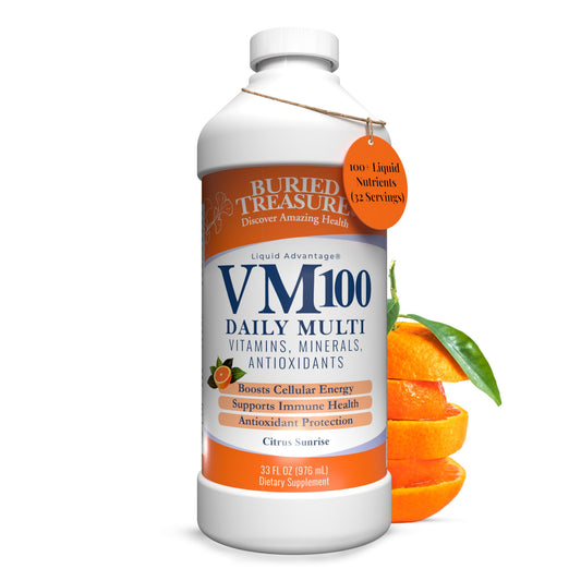 Buried Treasure VM100 bottle-pour for easy daily dosing and refreshing intake.