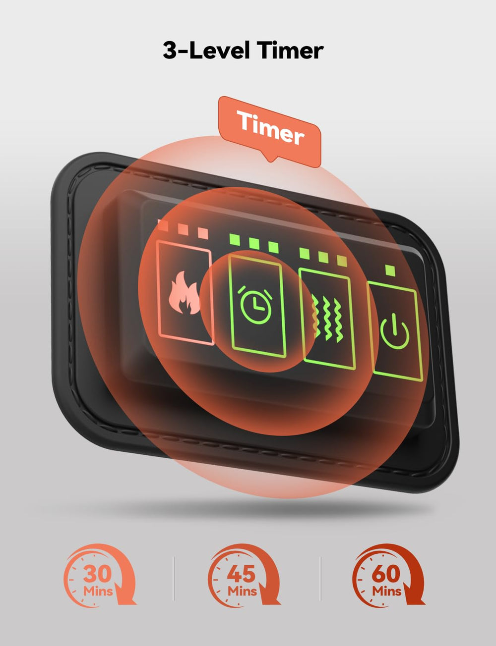 Burrki timer settings illustrate 30, 45, 60-minute sessions.
