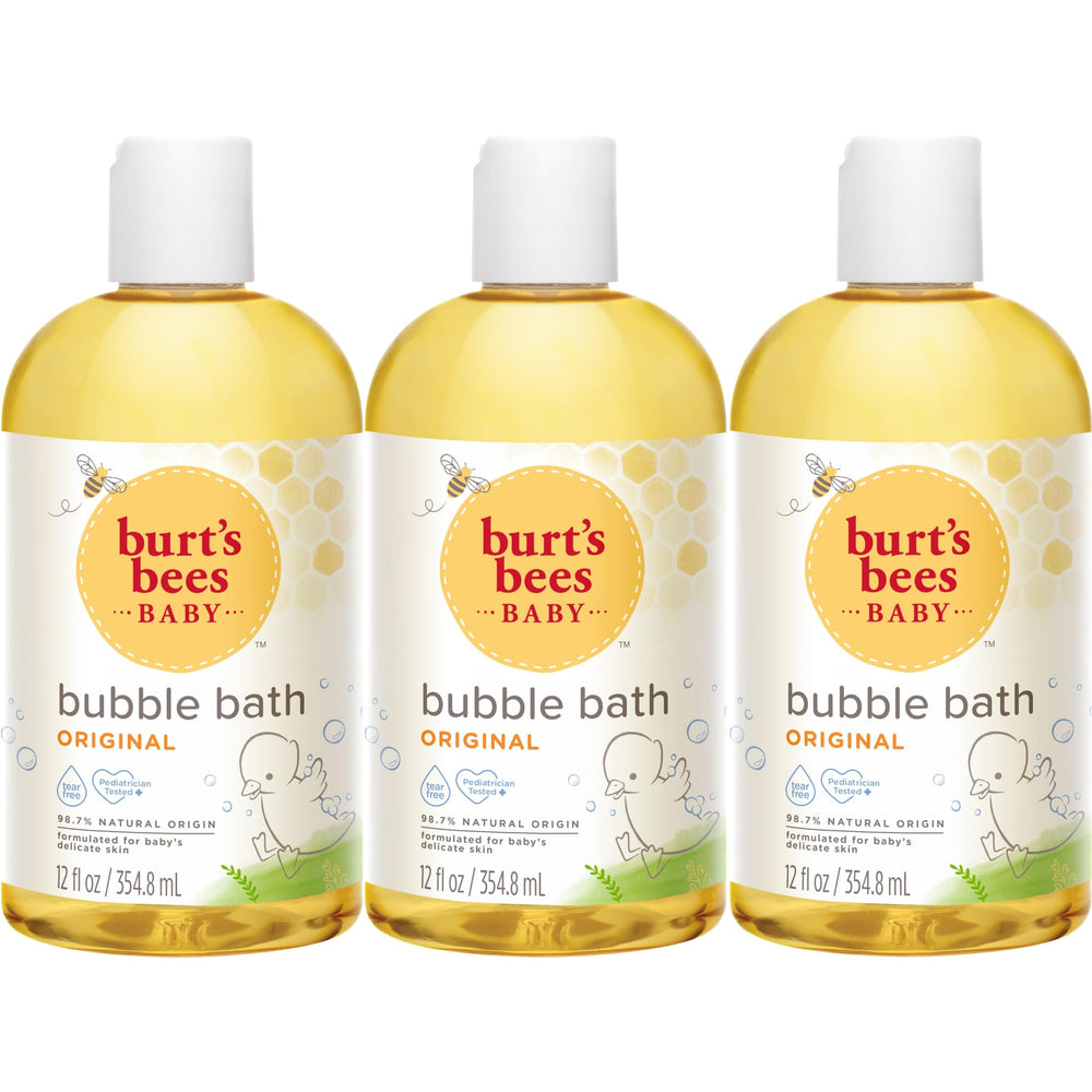Burt's Bees Baby Bubble Bath Original Scent bottle showing natural origin formula for gentle cleansing