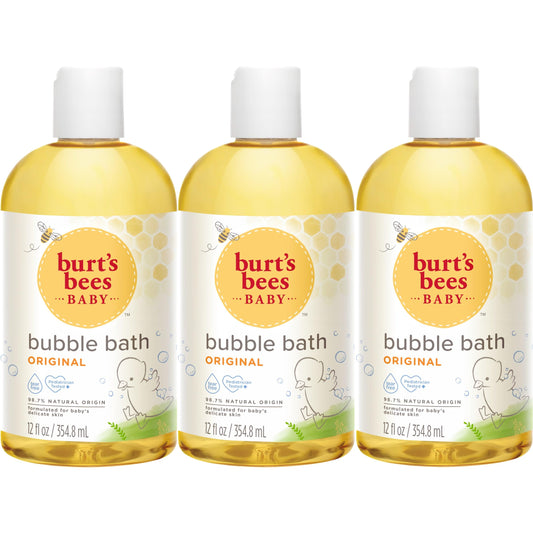 Burt's Bees Baby Bubble Bath Original Scent bottle showing natural origin formula for gentle cleansing