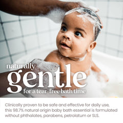 Original Scent Burt's Bees Baby Bubble Bath highlights plant-based cleansing