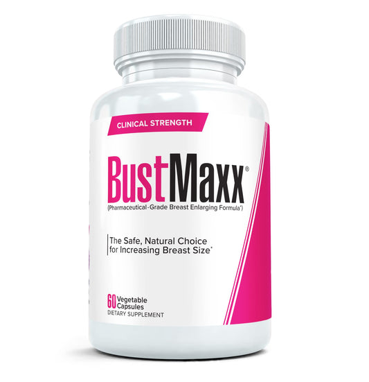 BustMaxx bottle front view showing natural enhancement support.
