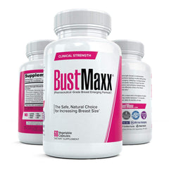 BustMaxx design showcases natural ingredients and non-surgical options.