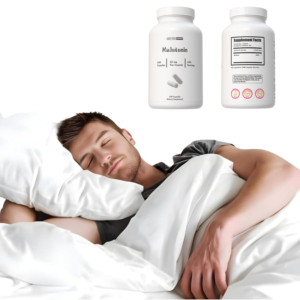 Buy The Crave Melatonin 60mg bottle on nightstand for easy nightly access.