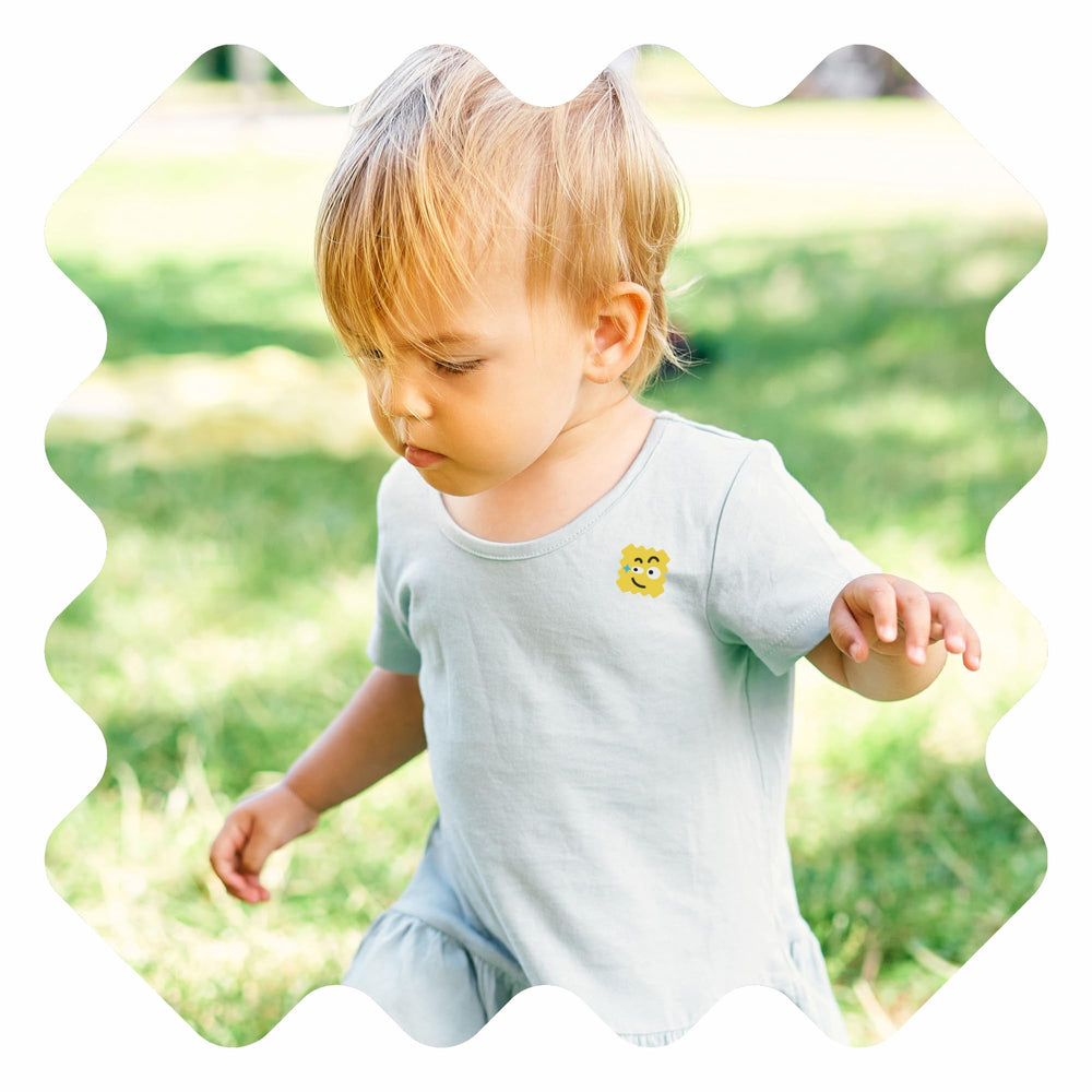 Three-pack BuzzPatch packaging offering 180 stickers for family use.