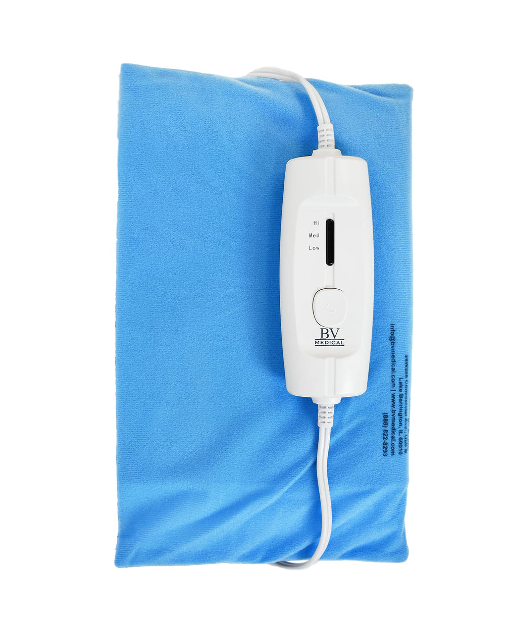 BV Medical heating pad wide 12x24 setup provides full back coverage.