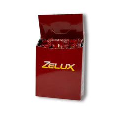 BY CARIOLA Zelux sachets on the box front, signaling convenient daily energy support.