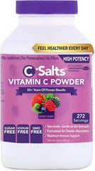 C-Salts Vitamin C powder bottle pour shows easy high-dose dosing.