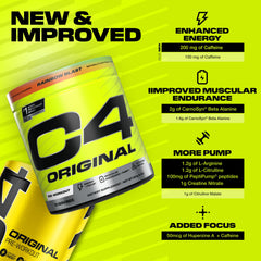 C4 Original side bottle view reveals caffeine content and ingredients.