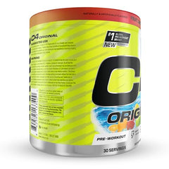 C4 Original label shows 200mg caffeine for sustained energy