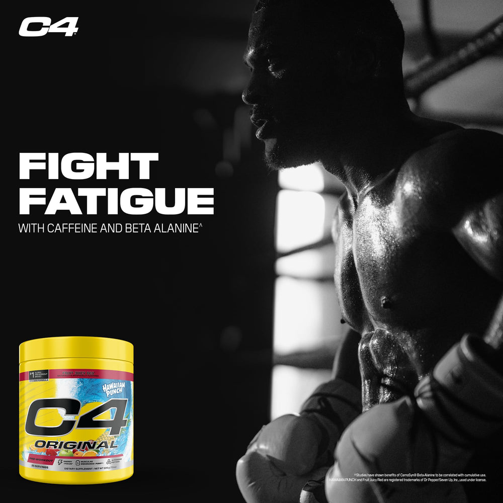 C4 Original Hawaiian Punch mixed-drink-glass highlights taste and immediate energy support