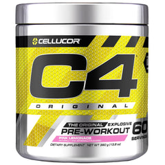 C4 Original Pink Lemonade tub front; flavor and energy-boosting formula.
