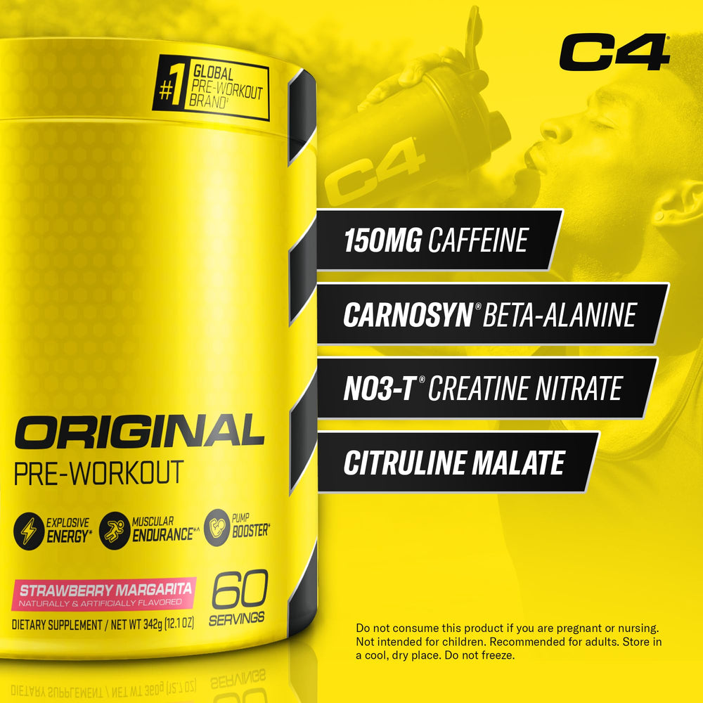 C4 powder scoop showing a quick pre-workout mix for endurance