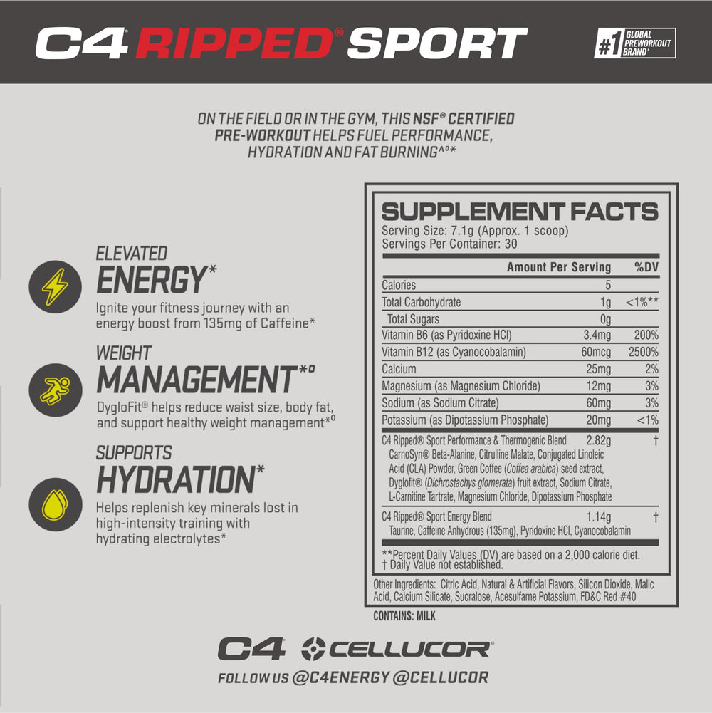 C4 Ripped Sport scoop ready for pre-workout energy boost