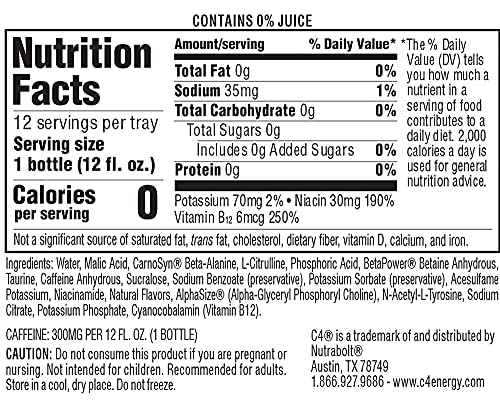 C4 Ultimate non-carbonated energy drink can side view highlighting zero calories
