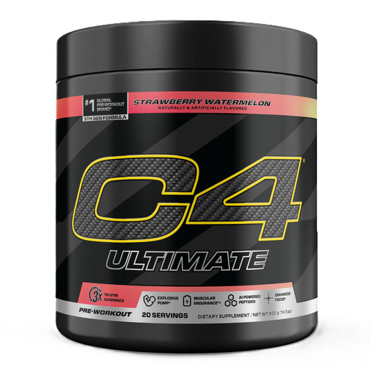 C4 Ultimate Watermelon bottle pour signals quick energy for workouts