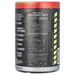 C4 Ultimate Shred Cherry Limeade label close-up; highlights caffeine for sustained workout energy.