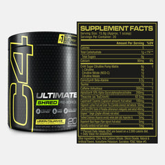 C4 Ultimate Shred powder pours from bottle for quick workout prep.
