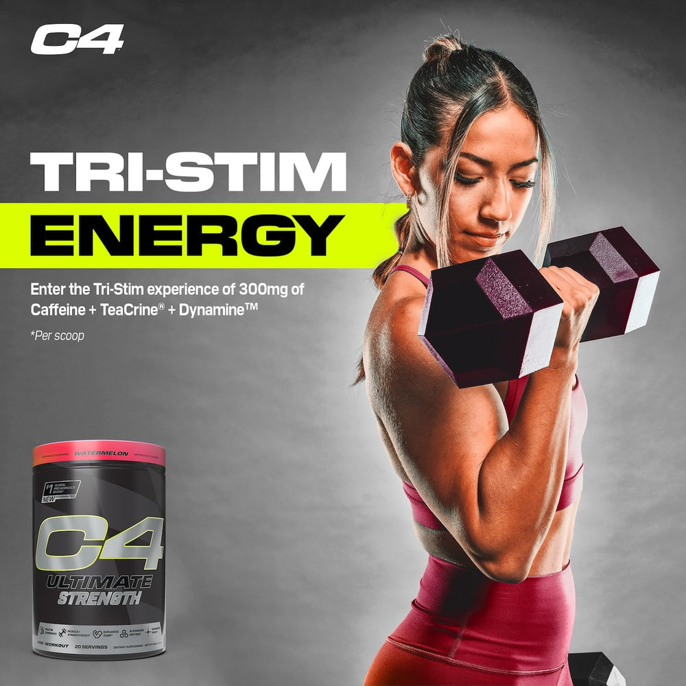C4 Ultimate Strength powder close-up showing texture and mixability