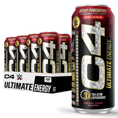 C4 Ultimate WWE Berry Powerbomb can front view, highlighting sugar-free energy