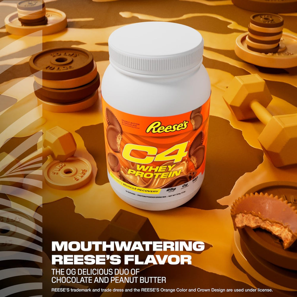 C4 Whey Protein scoop dissolves quickly in water for a smooth shake.