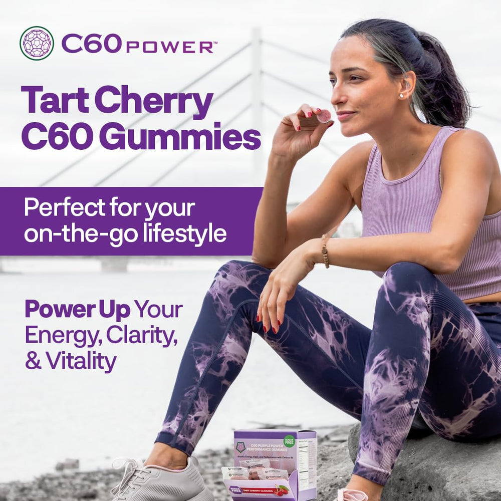 C60 Purple Power gummies bottle top view for daily energy