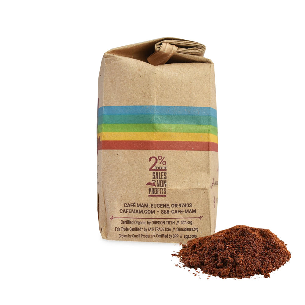 Cafe Mam 1lb enema coffee with cup shown, suggesting easy at-home detox beverage preparation.