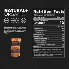 CAFF energy bites bar close-up, chocolate flavor with 65mg caffeine.
