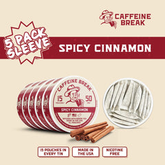 Caffeine Break pouch slipped into pocket for on-the-go energy.