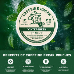 Caffeine Break Wintergreen flavor swatch highlighting refreshing minty aroma.