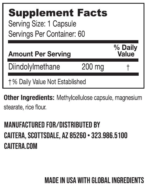 Caitera DIM'me Some ingredients list, broccoli and cruciferous blend powering wellness.