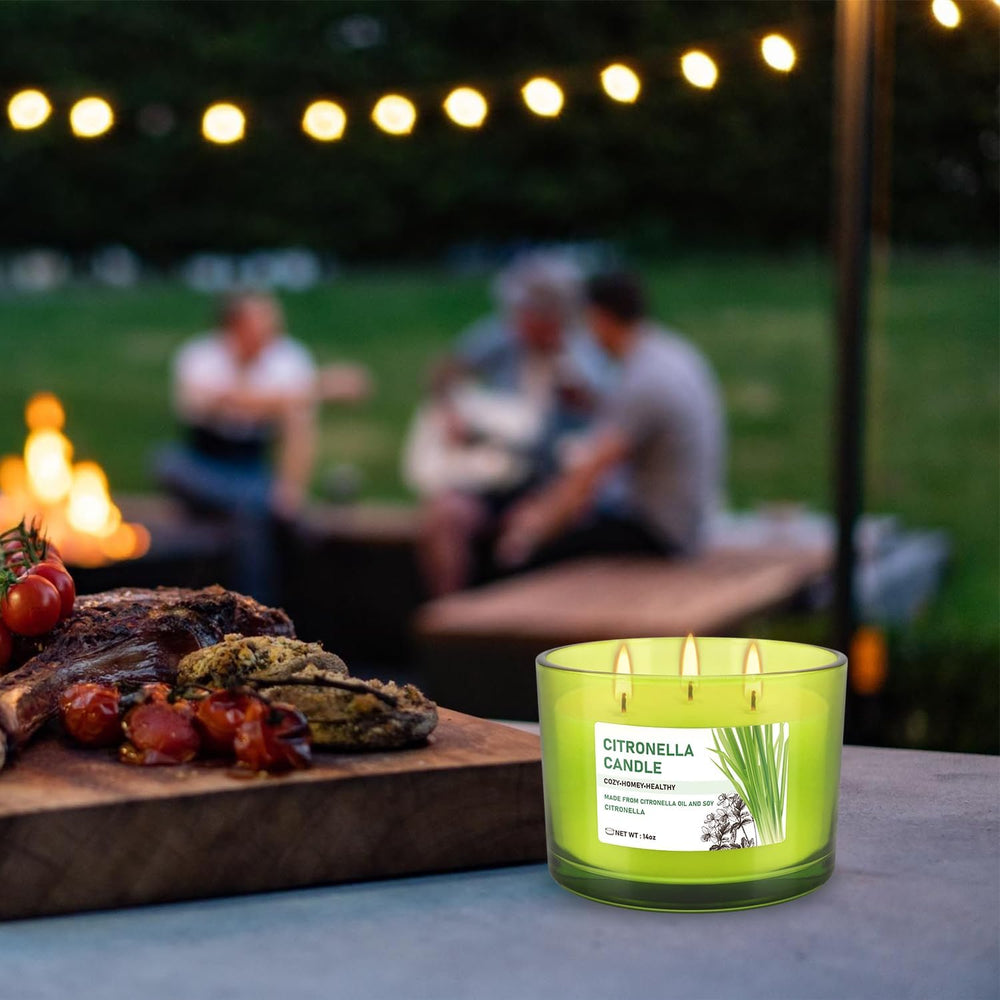 CAKETYCG camping and backyard setup with ambient candlelight.