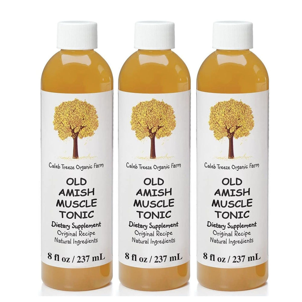 Caleb Treeze Old Amish Muscle Tonic bottle for quick leg and foot cramp relief