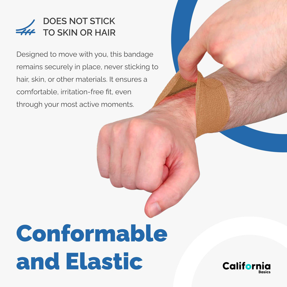 California Basics self-adherent bandage for sports, simple on and off with skin-safe adhesion.