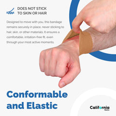 California Basics self-adherent bandage for sports, simple on and off with skin-safe adhesion.