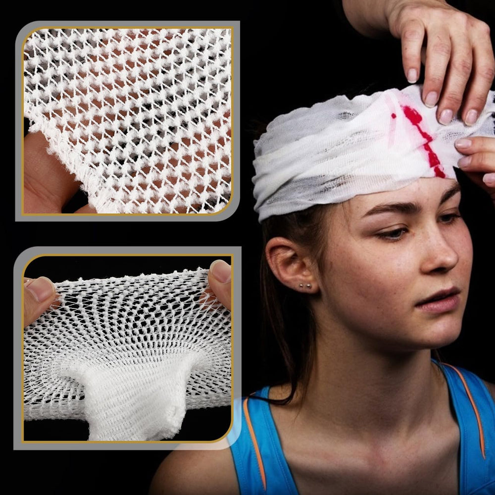CALLARON gauze head cap supports bandages with breathable mesh and easy handling.
