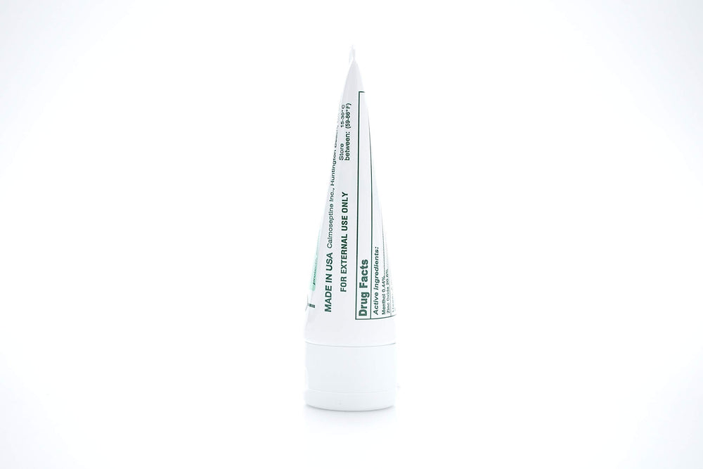 Calmoseptine packaging shows 12-tube box for caregivers and families.