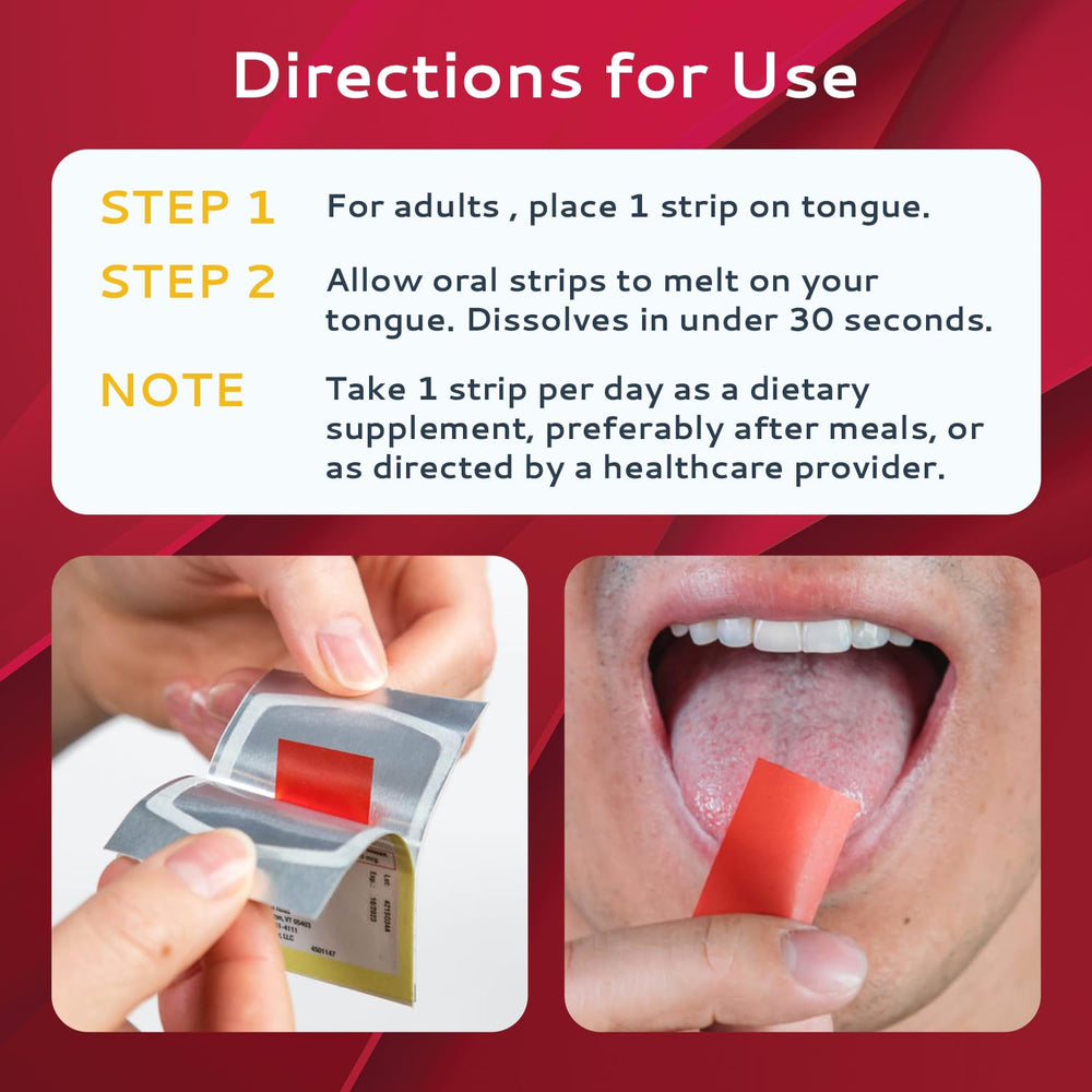 CALMOUR B12 Strips deliver methylcobalamin 1500 mcg per strip