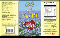 Cal's Flax Oil daily-use shot highlights omega-3 enrichment in routines.