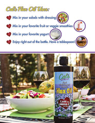 Cal's Flax Oil opaque bottle packaging shields from light and air.