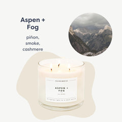 Close-up of Aspen & Fog soy wax with three cotton wicks.
