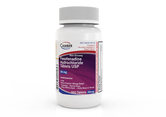 Camber 12 Hr Fexofenadine bottle for all-day non-drowsy allergy relief.