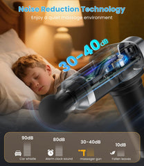 CAMEFER massage gun with six attachments for full-body options.