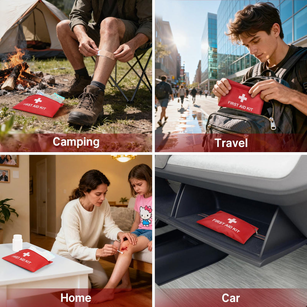 Camoredy empty mini first aid kit bag red durable material for outdoor use.