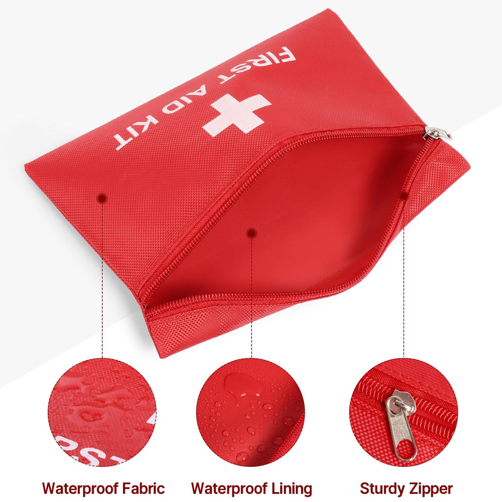 Camoredy empty mini first aid kit bag red open view ready for customization.