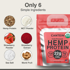 Cantein organic hemp ingredients panel highlights six natural components