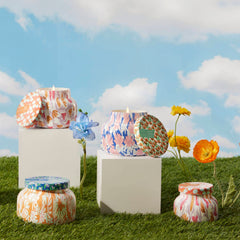 Capri Blue Pattern Play jar appears as a gift-ready decorative item