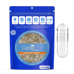 Capsuline size 0 empty capsules in clear view, ideal for DIY supplementation.