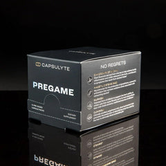 CAPSULYTE Pregame hydration-friendly setup with water and capsules ready.