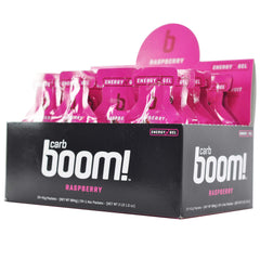 Carb Boom Raspberry gel texture macro showing easy-to-eat consistency for long rides.